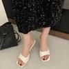Sandalias de Tacón Alto para Mujer Verano Nueva Moda Punta Cuadrada Punta Abierta Mujeres Elegantes Casuales Cómodas Sandalias Negras de Tacón Alto