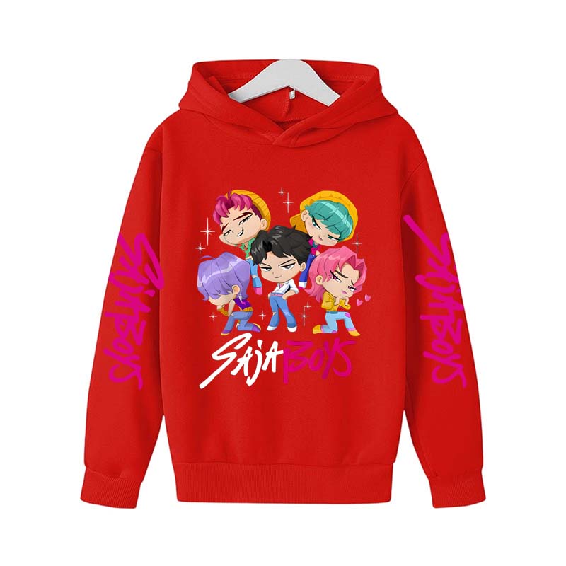 Kids Anime KPOP Print Cotton Hoodie Unisex Boys Girls Casual T-shirt Childrens Cartoon Clothes