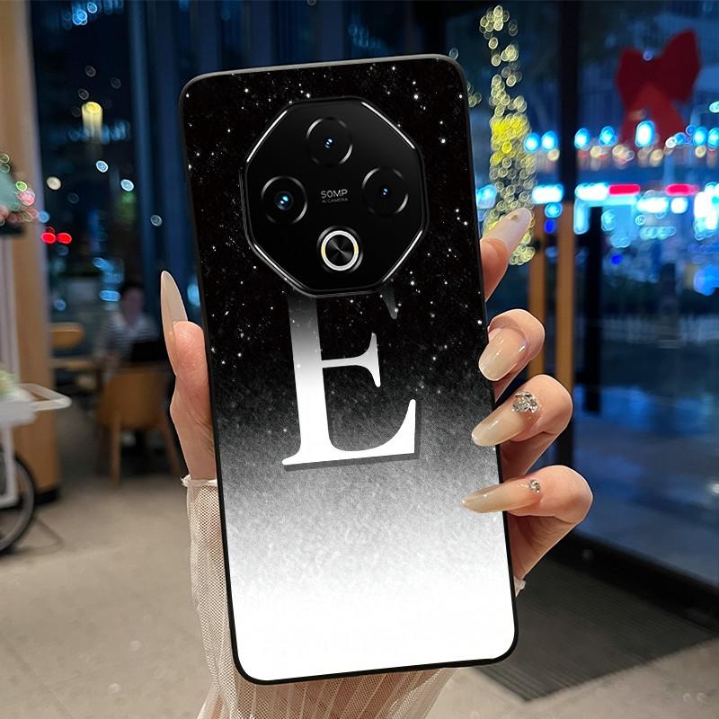 Anti-scratch Phone Case For Umidigi G100 Pro/G100 5G Soft Silicone Black Casing Lucky A-Z Letter With Flower Couple Shell
