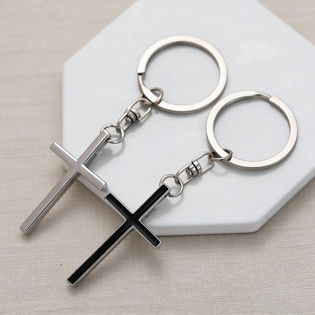Handmade Metal Cross Couple Keychain Pendant
