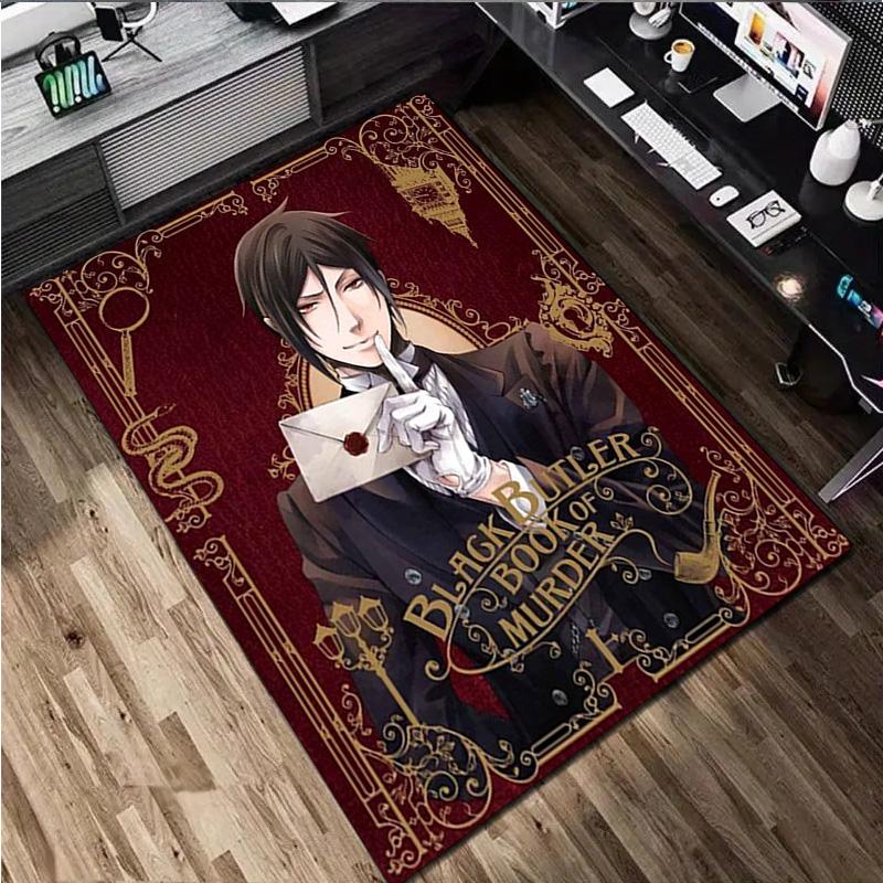 1Pc Black Butler Print Rug - home decoration Carpet For Living Room Bedroom Flooring Computer Chair Area Rug