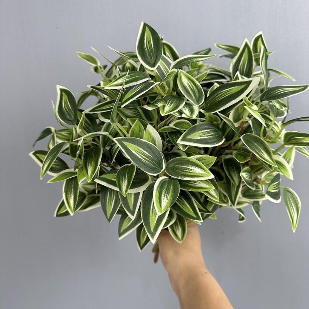8 Heads Artificial Green Plant Real Touch Lifelike Fake Plastic Plants No Watering Handmade Simulation Greenery Birthday Decor