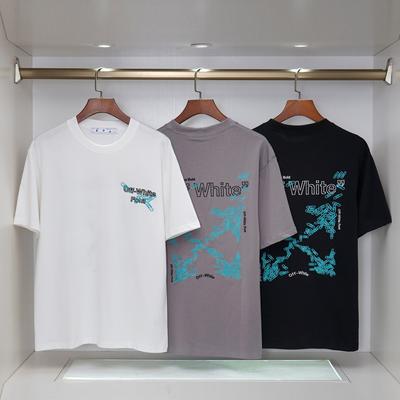 A326 Kremowy Letni Męski i Damski Bawełniany T-shirt Oversize z Haftem Strzałki Street Wear