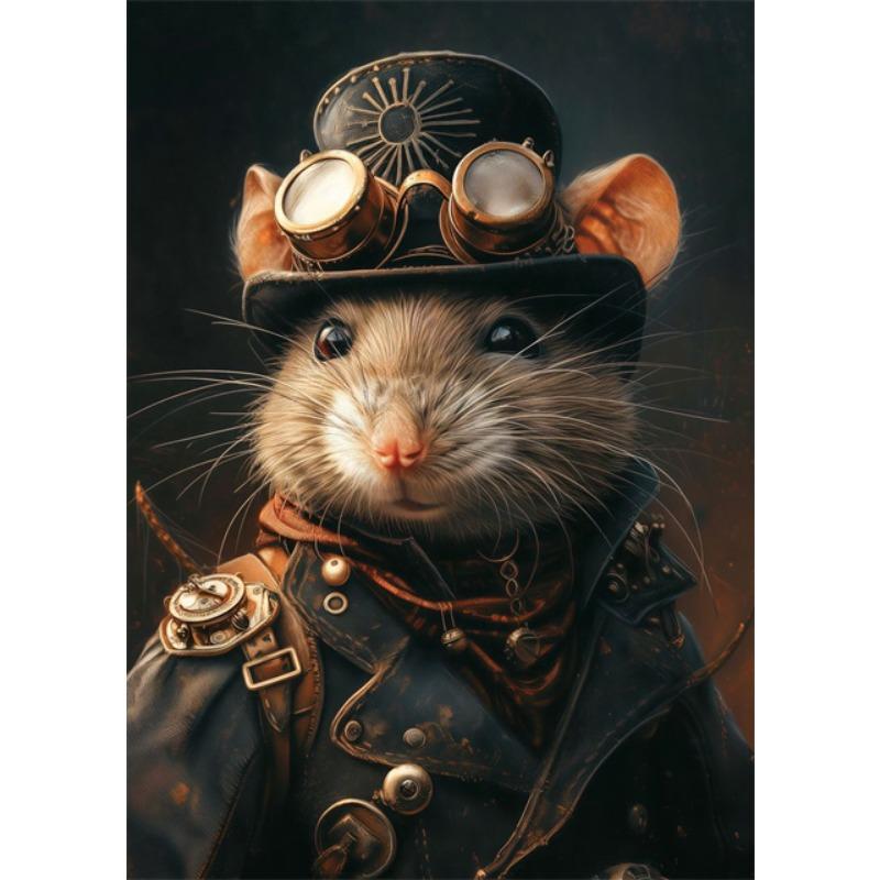 Cool Steampunk Animals Portrait Canvas Print Posters Pictures Retro Animal Wall Art Painting Mural for Living Room Home Decor