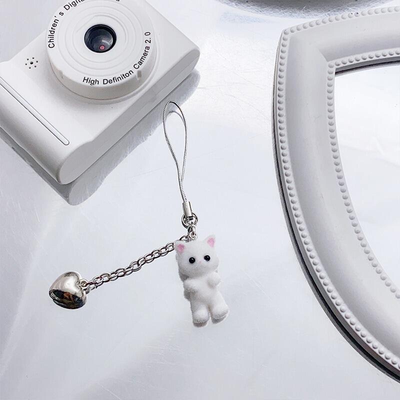 Liebe Samt Katze Schlüsselanhänger Tier Beflockung Schlüsselhalter Tasche Anhänger