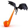 3D Printed Fire Breathing Dragon Bookshelf Nook Light - Black Dragon with Blue Flame Large Size 25cm Wing Span Fantasy Figurine Decoration