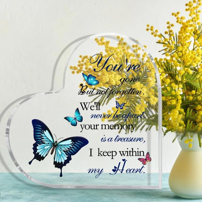 2D Flat Bereavement Condolences Grief Gifts Acrylic Desktop Decorative Plaque, Butterfly Design, Home Decor Plaque Hanging Wall Art Decorative Garden