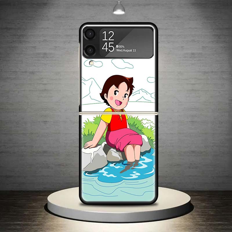 Heidi Cute Cartoon Phone Case For Samsung Galaxy Z Flip 7 6 5 4 3 5G Shockproof Cover Z Flip7 Flip6 ZFlip5 Flip3 Flip4 Luxury Sh