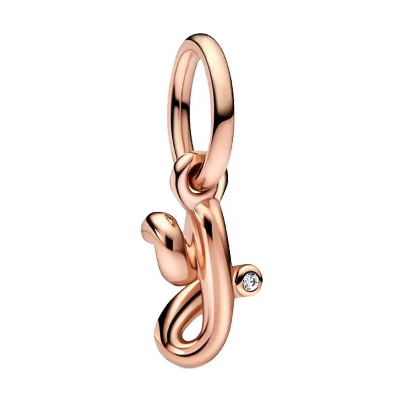 Brand New Plated Rose Gold Letter A-z 26 Alphabet Bead Component Zircon Letter Charm Bead Component Compatible With Authentic Original Bracelet High