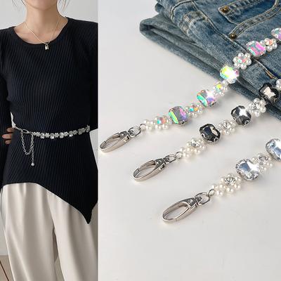 European and American Diamond-inlaid Women's Waist Chain Women's Belt Fashionable Dress Skirt Decorative Rhinestone Pearls