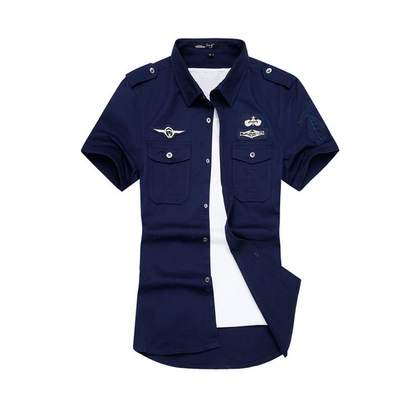 2018 Men's Outdoor Workwear Pure Cotton Epaulet Short Sleeve Shirt