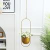 Modern Hanging Planter Geometric Iron Flowerpot with Hanging Chain Wall Ceiling Planter Hanger Houseplant Holder Pot for Indoor Outdoor Decoration