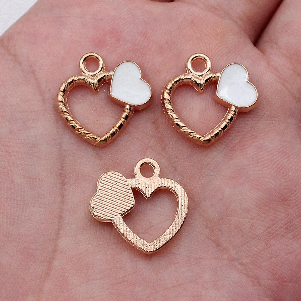 Charms Heart Enamel Pendants Wedding Jewelry Findings QC066