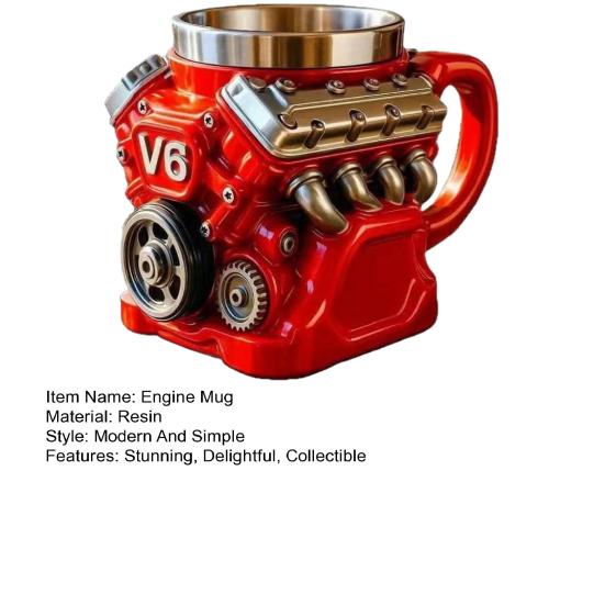 Retro Motor Kaffeetasse Harz Mechanische Kaffeetasse Sammlerstück 3D Steampunk Getränkebecher für Autoenthusiasten