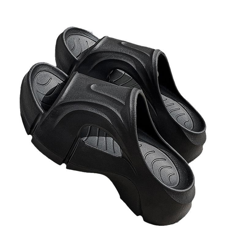 Thick bottom high heel cm muffin eva one-word drag trendy cool slippers women step on shit feeling soft bottom foreign trade wholesale