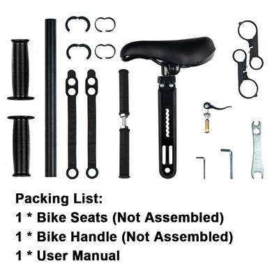 Asientos delanteros para bicicleta para niños, asientos de bicicleta suaves con absorción de impactos para niños, asientos delanteros y asa para bicicleta