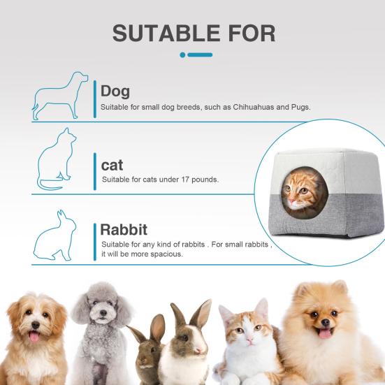 3-in-1 Cats Bed Comfortable Foldable Pet Cave Tent Cotton Cats House Sofa Nest