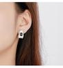 Minority Design 925 Sterling Silver Geometric Black Zircon Earrings for Women
