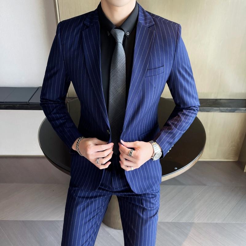 Completo da uomo a righe alla moda casual elegante due pezzi stile britannico abbigliamento formale