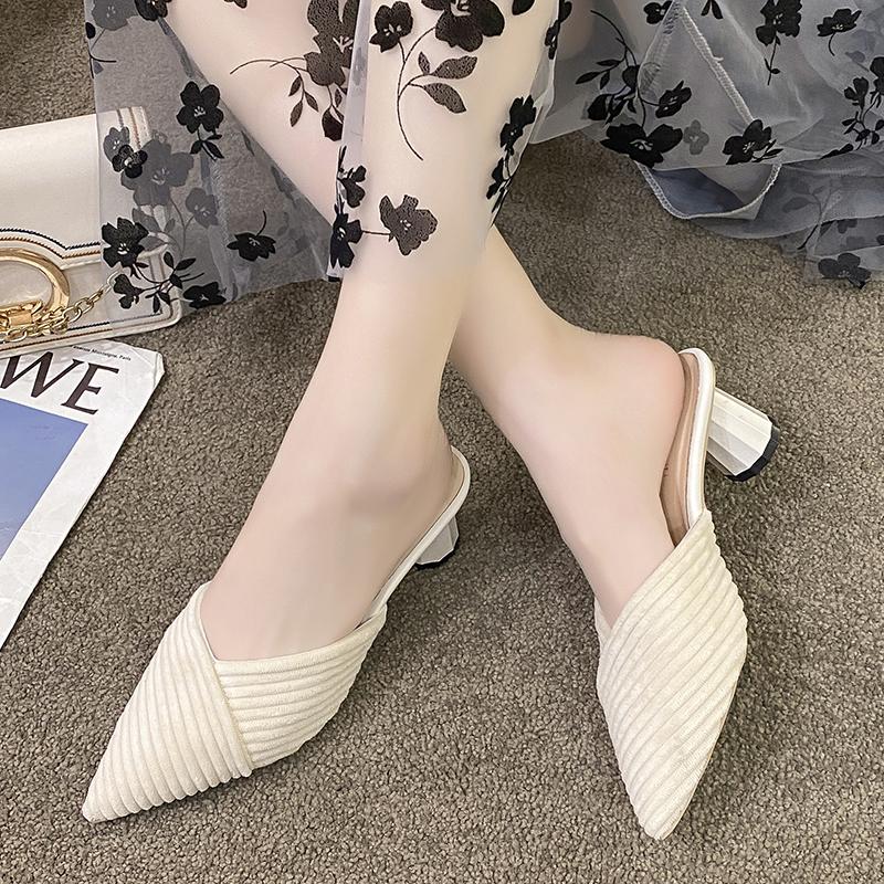 Fashion New Style Women'S Summer Pointed Toe Sandals Low Heeled Sandals Women'S Summer Casual Fashionable Sandals Anti-Odor and Non-Slip