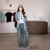 Star Zhang Ruonan Sunscreen Shirt Women's Spring Temperament Lazy Large Size Blue Plaid Shirt Long Sleeves