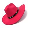 New Western Cowboy Hat, Black Woolen Jazz Top Hat, Four Seasons Men'S And Women'S Turquoise Crimped Felt Hat