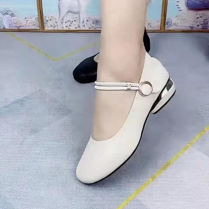 Sandales à bout rond pour femmes Talons plats mi-hauts pour femmes Talons carrés pour femmes Chaussures de maman Respirantes Semelle souple Chaussures de maman Zapatillas Mujer