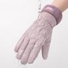 Women Winter Cycling Gloves Thick Plush Windpoof Solid Color Touch Screen Waterproof Warm Anti-slip Cute Embroidery Lady Outdoor Gloves