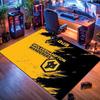 Wolverhampton Wanderers FC Ink Brush WFC Wolf Crest Print Area Rug Premier League Football Floor Carpet Sports Fan Living Room Bedroom Home Decor Mat