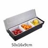6 Compartment Seasoning Case Bar Condiment Box Holder Bar Drinks Fruit Garnish Cocktail Lime Lemo Snack Container Storage Box