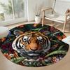 Tiger Round Office Rug Design for Dining Room Playrooms Kitchen Entryway Anti-slip Round Rug Decorate Offices Birthday Christmas Gift