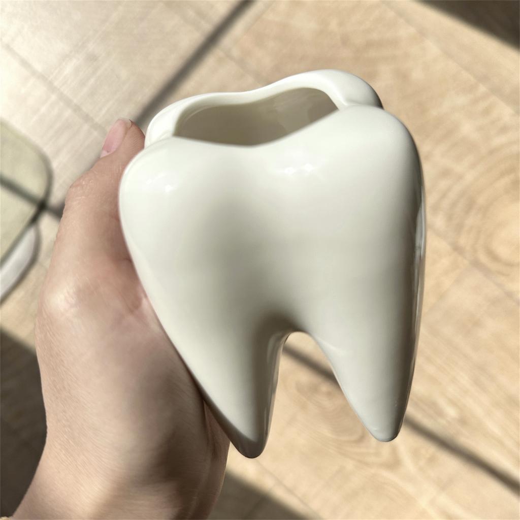 Unique Dental Tooth Pen Pencil Pot Fashion Tooth Shape Pencil Pot Desk Organizer Ceramic Pen Holder Stationery Storage
