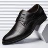 Leather Shoes Men's Autumn Business Dress Checkered Soft Leather Casual Breathable Men's British Soft Soles Wedding Groom Men's Shoes