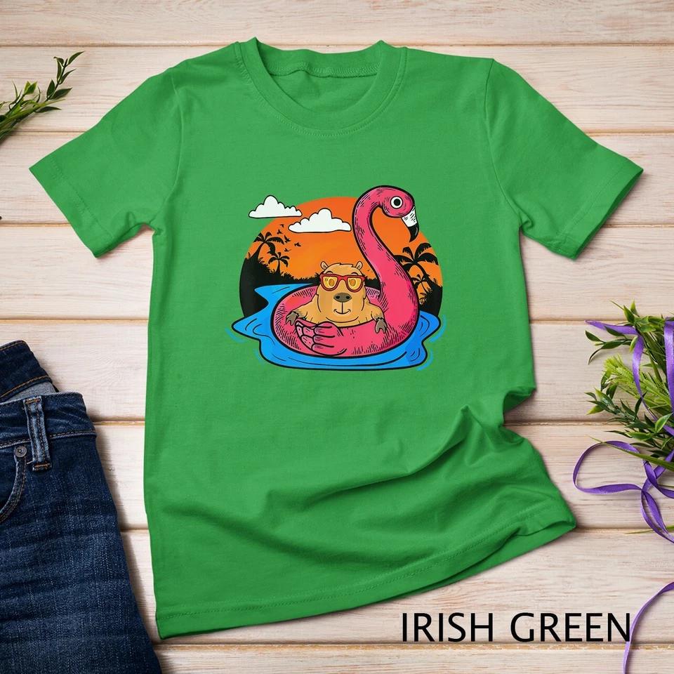 Capybara Swimming Pool Lover Men Flamingo Capybara T-Shirt Unisex T-shirt 5 M