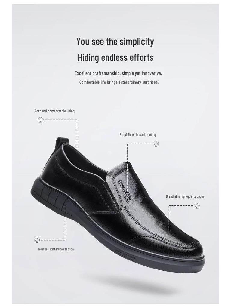 Chaussures Décontractées à Enfiler en Cuir Noir pour Homme 2025 - Semelle Souple Antidérapante, Parfaites pour Conduire et le Quotidien