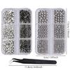 3D Punk Silvery Black Pyramid Stud Nail Jewelry Set, Metal Cone Spikes Beads Rivets, Halloween Gothic Nail Decorations