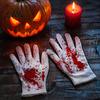 Festive Atmosphere Decorations Halloween Horror Gloves, Creepy Red Hand Cosplay Prop for Party, Party Spooky Costume Accessory Haunted House, Trick or