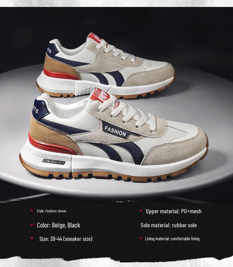 Buty męskie Forrest Gump w stylu retro, kolegiacki, casualowe, oddychające z siateczki, buty taty - wygodne, białe, wszechstronne sneakersy
