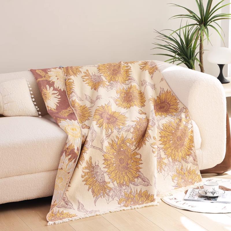 Двусторонний марлевый диванный плед и плед для кондиционера на двоих - Американский мягкий и скандинавский стиль, утолщенный 100% хлопок, офисный плед для сна 110x150cm