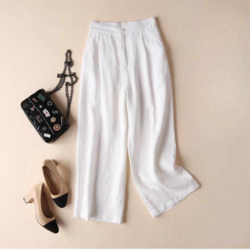 Women's Wide-leg Pants Linen Thin Casual Pants Professional Women's Pants Loose Nine-point Pants