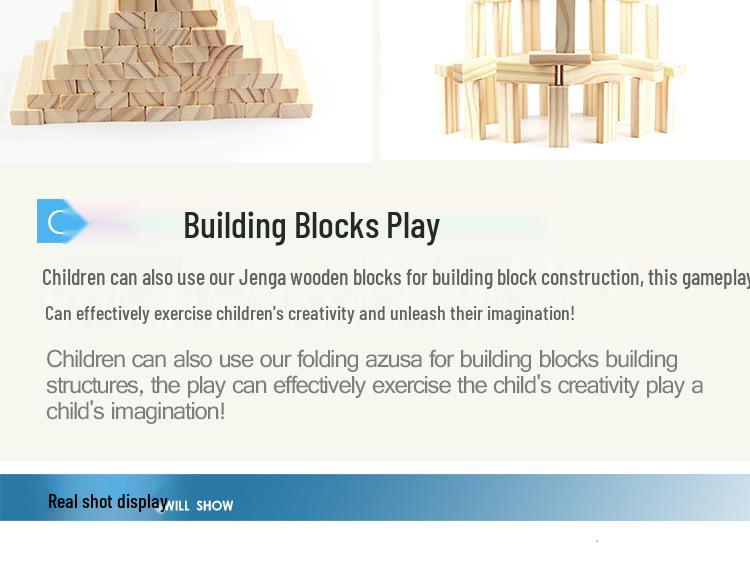 54-Piece Educational Jenga-Style Blocks for Children and Adults – Ideal for Competitive Building and Skill Development