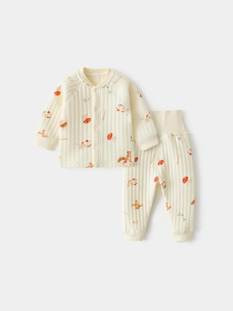 Seamless Pure Cotton Newborn Set: High-Waist Belly Protection, Warm Autumn Pants & Top