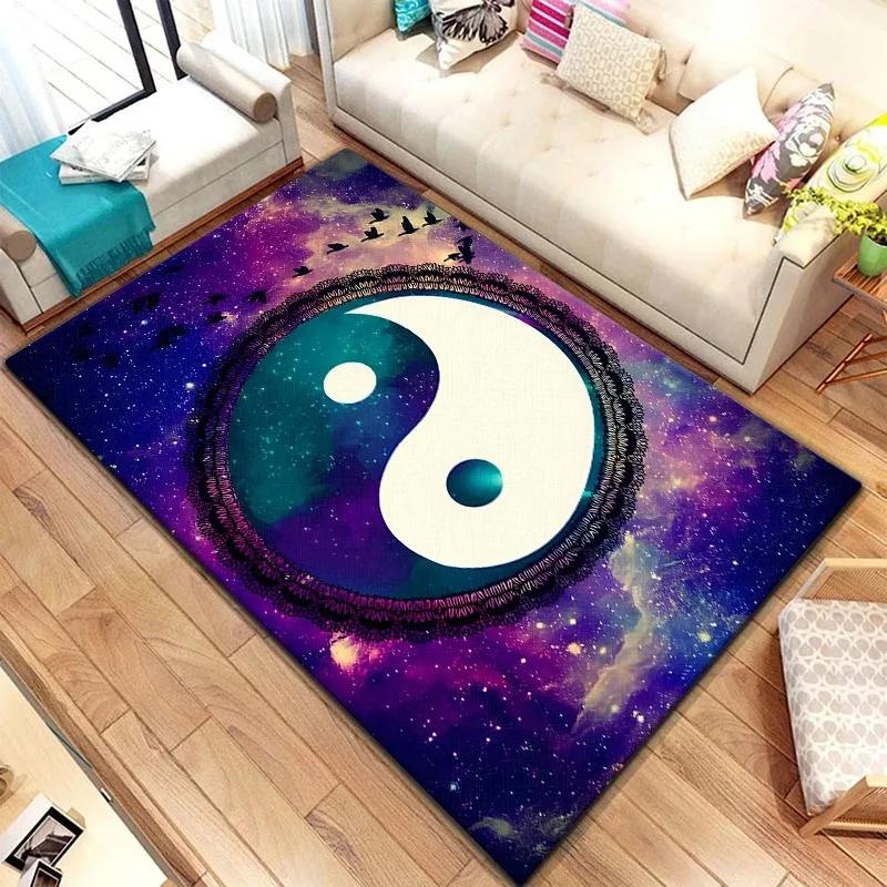 Yin Yang Bagua Area Rug – Tai Chi Symbol Carpet for Living Room, Non-Slip Feng Shui Floor Mat Home Decor