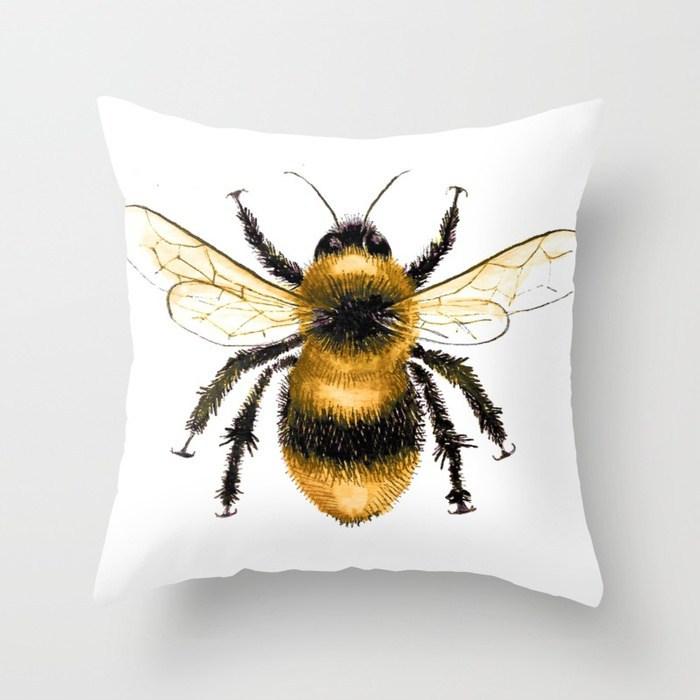 Peach Leather Velvet Yiwu Pillow Creative Home Car Cushion Picture Pillow Case Golden Bee Sofa