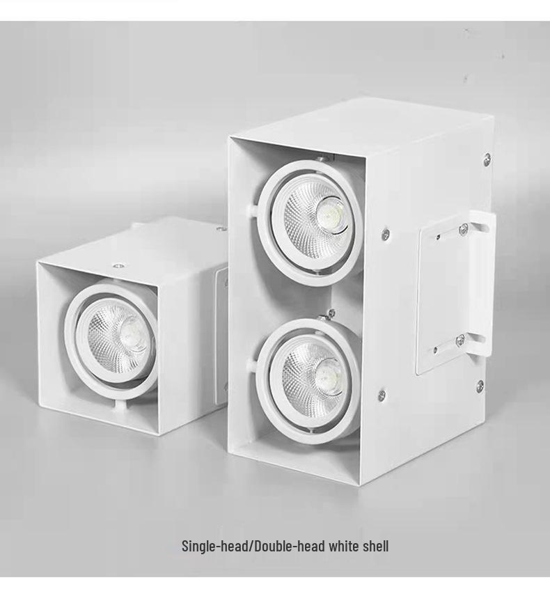 LED Aluminum Square Tube Light - Commercial Spotlight with Super Bright COB Grille Baffle, Single & Double Head Options