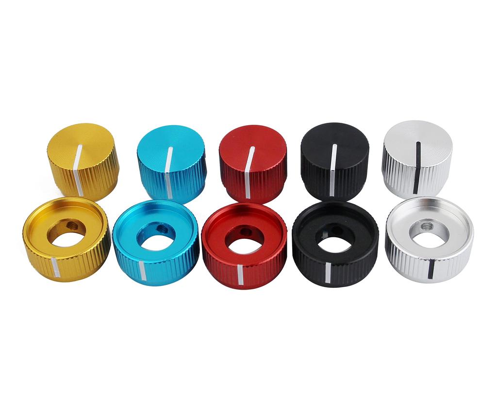 Guyker Aluminum Dual Concentric Control Knob Dome Volume and Tone Stack Replacement Set Black 2 Pcs for Electric Guitar or Bass