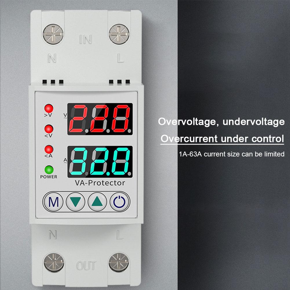 Relay Over Current Protector Adjustable Over Under Voltage Protective Device 220V Over Voltage Under Voltage Reclosing Protector