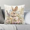 Easter Bunny & Spring Flowers Pillow Cover