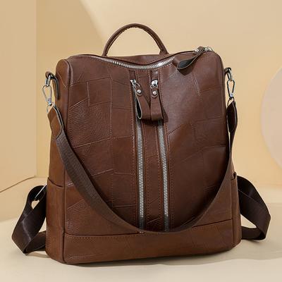 Simple and Retro Patchwork Women's Backpack Fashionable Backpack Mommy Bag and Women's Bag