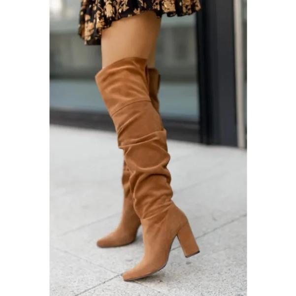 Damenstiefel Herbst Winter Schuhe Stiefel-Damen Spitzenschuhe Luxus Designer Sexy Oberschenkelhohe Absätze Hoch Sexy Große Größe P